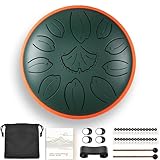 KMNKMN steel tongue drum 6.3 Inch 11 Notes C Key Percussion Instrument for Meditation Yoga Musical Gift for Adults and Music Lovers(Blackish Green)