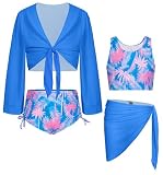 GRACE KARIN Blue Bathing Suit for Girls Coconut Tankini Bikini Suit Swimsuit 10-12 Years Swimwear