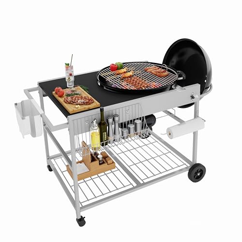 Vongrasig Grill Table for Weber Kettle 18" & 22", Outdoor BBQ Grill Cart for Weber Original Kettle,Jumbo Joe,Master-Touch Charcoal Grill, Outdoor Kitchen Island with Storage