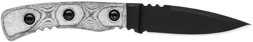 TOPS Knives Little Bro Full Tang Fixed Blade- Black Traction Coating Blade Finish- Black Kydex Sheath w/Rotating Spring Steel Clip