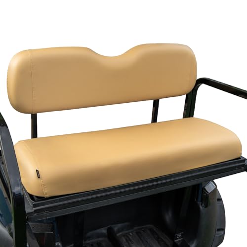 NOKINS Fundas impermeables para asiento trasero de carrito de golf, suaves y simples, no requiere grapadora, se adapta a EZGO, Club Car, Yamaha Vinyl Seat Cover, Buff