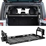 JOYTUTUS Rear Cargo Rack Basket Compatible with Wrangler JL 2018-2023 (Hard-Top Only, Not Fit 2024-2026), 350 LBS Adjustable Height Trunk Interior Luggage Basket Big Storage Carrier, Black