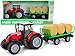 Toyland Trattore e rimorchio Rosso 37 cm con luci e Suoni - Fattoria per Bambini (Trattore e rimorchio per balle)
