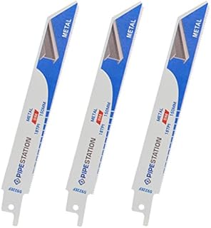 Pipestation® Reciprocating Saw Blade for Metal Cutting (3 Pack) | 150mm 18tpi BIM Recip Blades | Sawzall Sabre Saws Blade for Metal Pipe Sheet Rebar Cutting | Fits Milwaukee Dewalt Makita Ryobi Bosch