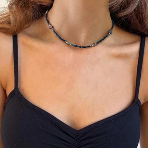Beaded Necklaces for Women Summer Beach Beaded Necklace Bead Choker Boho Necklaces for Women Handmade Summer Jewelry Stainless Steel 18K Gold Plated3