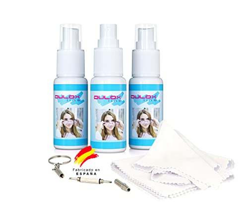 Kit 3 Limpiadores Gafas De 30ml + 3 Toallitas Microfibra Gafas + Destornillador Para Gafa - Limpiar Pantallas - Fabricado En España - Pack 3 Botes Limpia Lentes 30 ml + 3 Microfibra + destornillador