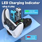 Chargeur de contrôleur de commutateur pour commutateur Nintendo, station de recharge 6 en 1 Commutateur JoyCon Commutateur Nintendo compatible chargeur OLED JoyCon/Pro Controller avec LED Indication et USB Câble de recharge du type C