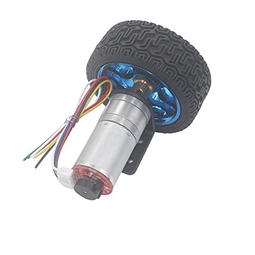 DONDOW Motor 12 volt DC 6 V 24 V 12-1360 RPM elmotor mikroväxelmotor med kodningskoppling 65 mm hjul smart bil kit kompatibel med robot gör-det-själv (hastighet (RPM): 1360 rpm, spänning (V) : 6 V)