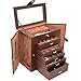 AKOZLIN Extra Large 6-Tier Jewelry Box Organizer with Mirror, 5 Drawers Leather Jewelry Storage Case for Women Girls Ring Necklace Earring Bracelet Brown