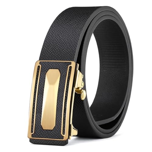 JSEIAJB Men's Genuine Leather Belt With Toothless Automatic Buckle Cowhide Belt