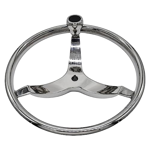 MARINE CITY 3-Spoke Sport Steering Wheel, 304 Grade Stainless Steel, with Knob, for Marines, Boats, Yachts, Marine Accessory Hardware (13-1/2
