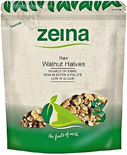 Zeina Raw Walnut Halves (500g) - Naturally Gluten Free Vegan Approved Low Sugar Walnut Halves, Premium Healthy Nut Snacks, Used in Home Baking, Cooking or Salad Toppings
