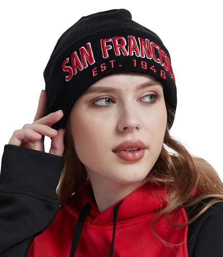 Gorro de inverno bordado clássico de futebol da cidade com punho gorro de inverno com punho tricotad