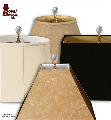 Image of Royal Designs Balloon Shaped with Dot Design Lamp Finial, Clear Faceted Crystal, Polished Brass Base - Set of 2