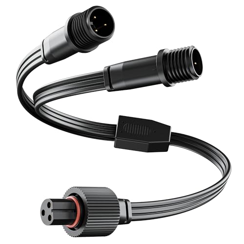 CybeRoad Y-Connector Splitter for Govee Permanent Outdoor Lights and Pro Extension Cable for H705A H705B H705C H706A H706B H706C 1 Female to 2 Male Black
