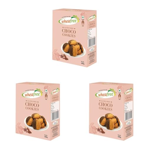 Image of Wheafree Gluten Free Choco Cookies 400g | Lactose Free | Tasty & Crunchy Choco flavoured Cookies | Best Teatime Snacks (Pack of 3)