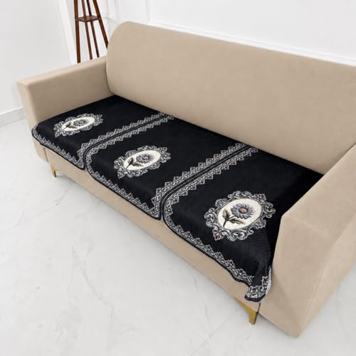 Image of Homerz Premium 'Maharaja Paradise Series' Sofa Cover | Net Fabric Sofa Cover | Washable, Anti-Dust Backed & Wrinkle Resistant Cover (Regal Flower, 3 Seater, Only Seat Cover)