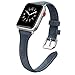 Secbolt Leather Bands Compatible Apple Watch Band 38mm 40mm Stainless Steel Buckle Replacement Slim Wristband Sport Strap IwatchSeries 5 4 3 2 1, Navy Blue