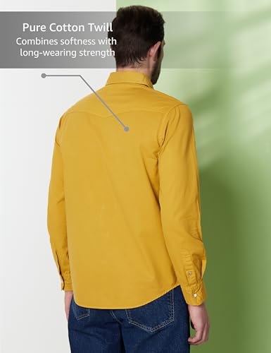 Image of Symbol Premium Men's Washed Cotton Twill Casual Shirt - Regular Fit | Pure Cotton (Available in Plus Sizes)