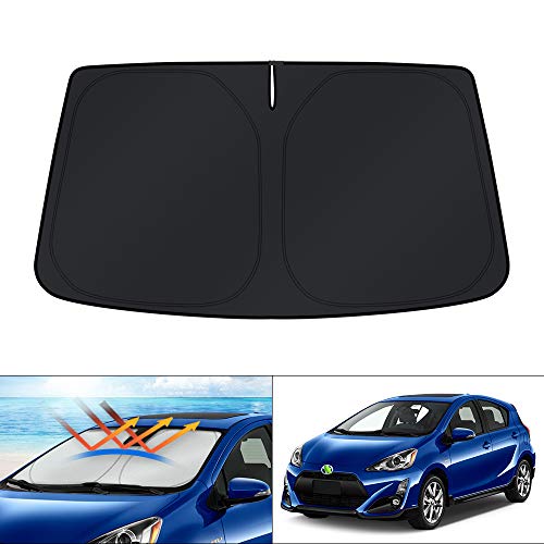 KUST Windshield Sun Shade for Toyota Prius C Accessories 2012-2019 Custom Fit Sunshade Foldable Sun Visor Protector Blocks UV Rays Keep Your Car Cooler