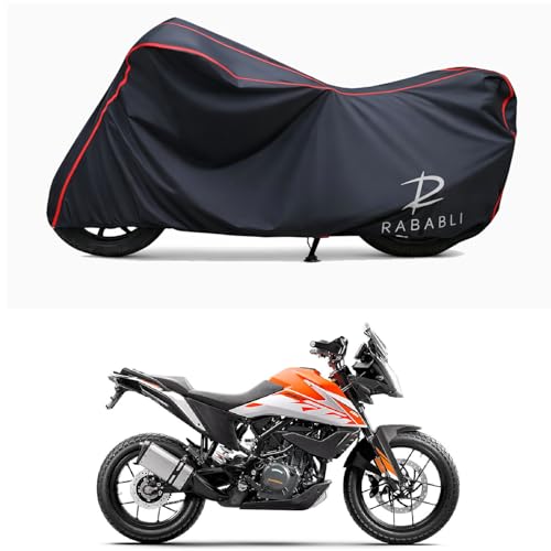Image of Waterproof Bike Body Cover Compatible for | KTM 250 Adventure | Taffeta Fabric, Red Piping Design, Bottom Elastic Fit | Dustproof, Sun UV & Rain Protection for All Bikes