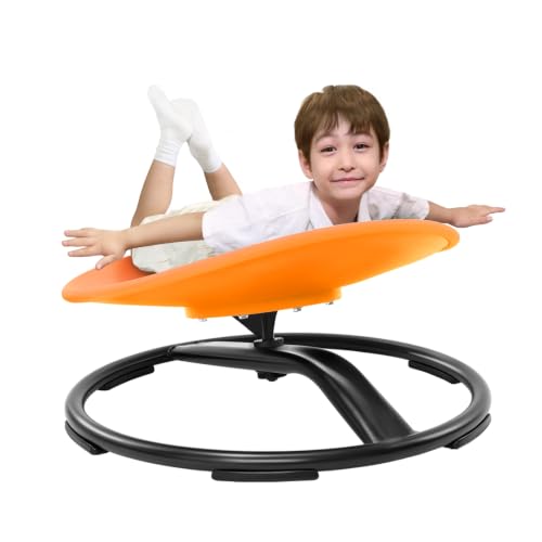 Image of Zhenx Spinning Chair for Autistic Kids (Ages 3-18) - 220lbs Capacity Sensory Swivel Seat - Sensory Toy for Teens with ADHD /Autism - Sit & Spin Calming Gift to Improve Focus & Body Balance (Orange)