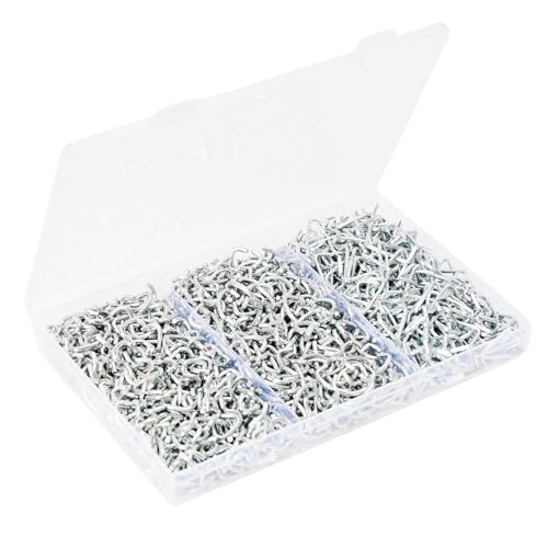 TFUTLT 600 Pcs 1/2 3/4 3/8 Galvanized Hog Rings Professional Upholstery Hog Rings Installation Assortment Kit for Auto Upholstery and Fencing Bagging DIYCraft Furniture Pet Cages Ropes