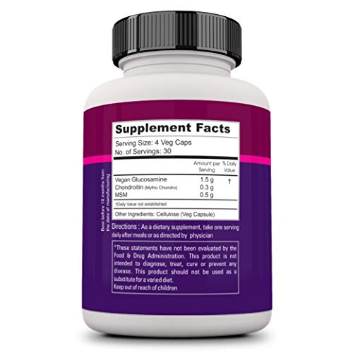 Glucosamine, Chondroitin with MSM for Joint Relief for Back, Knees, Hands - 120 capsules