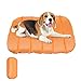 Beowanzk Cama Perro/Gato Antiestres Antimordeduras Elevada Cojin Colchon Perro Lavable Colchoneta Viaje Relajantes Cunas para Perros Exterior Impermeables Plegable Portatil(Grande, Naranja)