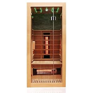 Dewello Infrarotkabine Infrarotsauna Milton 90×90 für 1 Personen aus Hemlock Holz mit Vollspektrumstrahler, LED…