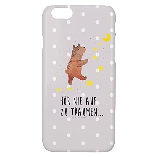 Mr. & Mrs. Panda iPhone 8, iPhone 8S, iPhone 8 mobiltelefonfodral björn drömmar med slogan – färg grå pastell