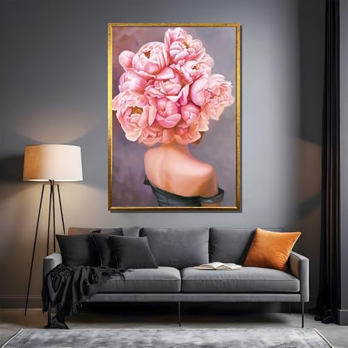 Toile femme au diadème floral rose pour créer une ambiance douce