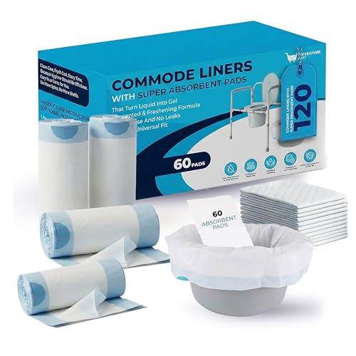 Commode Liners, Bedside Commode Liners with Absorbent Pads, Toilet Liners, Commode Bags, Potty Chair Liners, Commode Bucket, Commode Pads