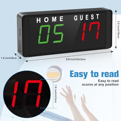 Samshow LED Electronic Scoreboard Digital Score Keeper with Remote & Tripod, Electric Scoreboard with Count Down/Up Timer & 12/24h Clock for Corn Hole/ping Pong/Table Tennis, Indoor & Outdoor Games