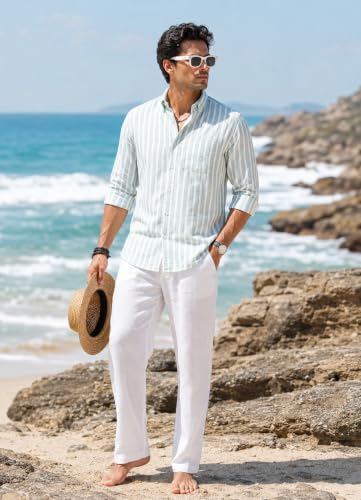Image of Majestic Man Classic Slim Fit Vertical Striped Casual Cotton Shirt
