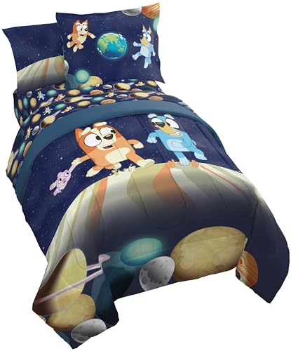 Image of Jay Franco Kids Comforter Set Includes Sheets and Pillow Covers - Soft and Cozy Bed Set for Stylish Room Decor, Blue - Bluey & Bingo, 7 Piece Full