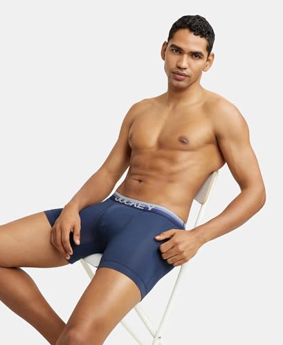 Image of Jockey ZN03 Men's Super Combed Cotton Elastane Stretch Solid Boxer Brief with Ultrasoft Waistband