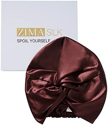 ZIMASILK 22 Momme 100% Mulberry Silk Bonnet for Sleeping Women, Burgundy | Double Layer Breathable Highest Grade 6A Silk Hair wrap, Sleeping & Hair Care, Adjustable Elastic Stay On Head, 1Pc
