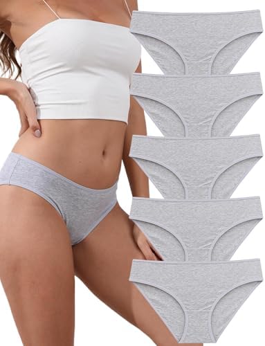 Womens Underwear Cotton, Panties for Women Breathable, Full Coverage Bikini Underwear, Low Rise, 5-Pack
