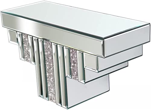 Biznest Large Mirrored Diamante Jewel Crystal Art Deco Floating Mirror Wall Shelf Shelve - Image 8