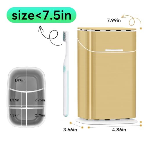 GFWARE Toothbrush Holders with Cover - Dustproof Toothbrush Holders for Bathrooms, Detachable Bathroom Counter Organizers with Drainage, Kids Toothbrush and Toothpaste Holder with Lid, Gold by GFWARE - Image 2