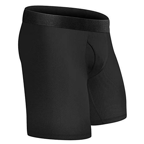 Conkend Men's Performance Boxer Briefs 9" Athletic Sport Underwear Mesh Long Leg Cool Dry Underwear For Men With Fly 3-Pack #TOP3