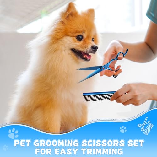 Image of Moontay Professional Dog Grooming Scissors Set, 7 /8 Inch Curved & Thinning Shears with Grooming Comb