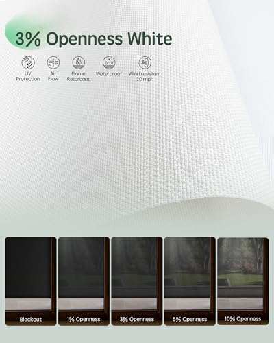 Yoolax Customized Motorized Outdoor Shades, Smart Blinds Compatible with Alexa Google, Remote Control Waterproof Blinds for Patio Porch Windows Outside (3% Openness White)