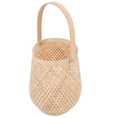 DIYEAH Bambuslaterne Teelichthalter Handgewebt mit Henkel Dekorativer...