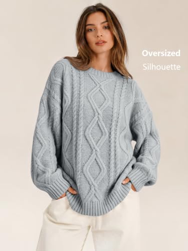 Image of Trendy Queen Women's Oversized Cable Knit Sweaters 2026 Fall Outfits | Quiet Luxury Style, Chunky Knit Texture, Winter Holiday Outfit, Easy Layering Piece, Fall Fashion Staple