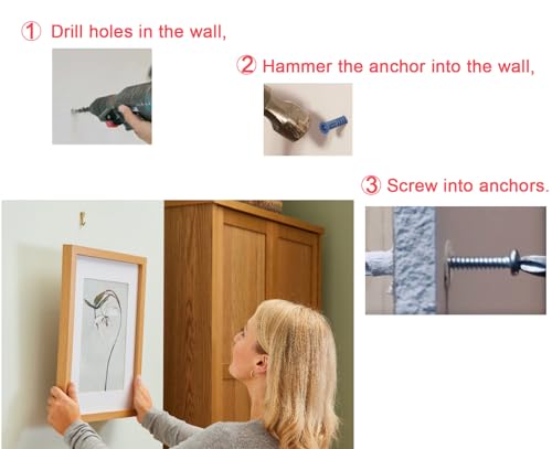 Cseao CS595 60Pcs #8 X 1-1/4'' Drywall Anchors, Wall Anchors And Screws For Drywall, 75Lb Hanging And Mounting, 30Pcs Threaded Plastic Sheetrock Anchors And #8 Screws thumb #3