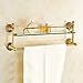 Domowy Złoty Wieszak Łazienkowy Naścienny z Wieszakiem na Ręczniki i Relingiem, Szklana Półka Pod Prysznic, Pływające Półki z Antycznego Mosiądzu, Do Balkonu Kuchennego (Size : 35cm)