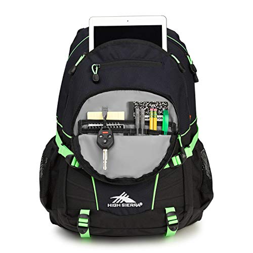 high sierra loop backpack travel or work bookbag with tablet sleeve one size midnight blueblacklime