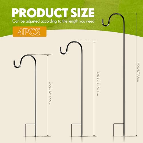 image for Tandefio 4 Pack Shepherds Hook 92 Inch Outdoor Hummingbird Feeder Stan